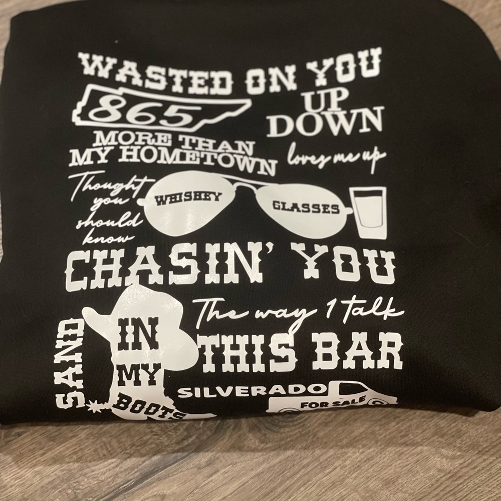 Black Graphic Tee with White Text